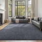 FinRèc 8x10 Washable Area Rugs for Bedroom Living Room, Low Pile Thin Rug Solid Color, Non-Slip Carpet Indoor for Home Decor (Grey)