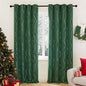 Deconovo Green Curtains, Christmas Blackout Drapes, Thermal Insulated Soundproof Drape, Wave Line Dot Foil Print, 52 x 84 Inch, 2 Panels, Machine‑Washable Window Panel for Living Room Kitchen Nursery