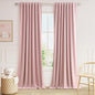 Guken Pink 100% Blackout Linen Curtains 120 Inch 2 Panels Set for Girl's Bedroom, Living Room, Nursery, Back Tab/Rod Pocket Thermal Insulated Black Out Drapes Farmhouse for Bedroom Window Curtains