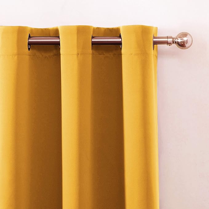 LEMOMO Yellow Thermal Blackout Curtains/42 x 84 Inch/Set of 2 Panels Room Darkening Curtains for Bedroom