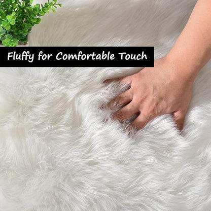 Goolela White Area Rug 6x9 Fluffy Fuzzy Furry Sheepskin Rug for Living Room Bedroom White Faux Fur Shag Carpet Rectangle