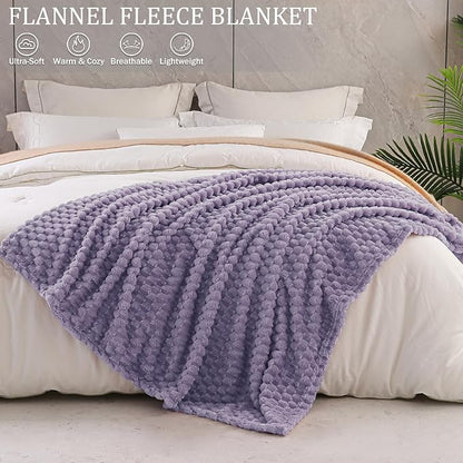 Exclusivo Mezcla Fleece Twin Blanket for Bed, Extra Large Fuzzy Grayish Purple Bed Blankets, Soft Cozy Plush Sofa Throws for All Seasons, 90x66 Inches