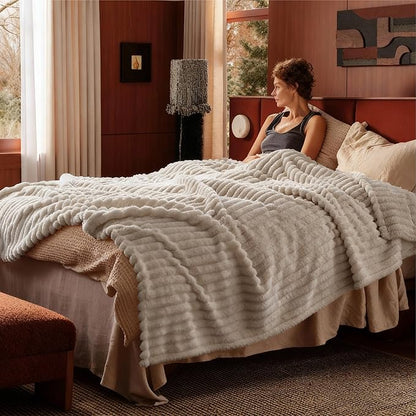 Bedsure GentleSoft California King Size Blanket for Bed - Cozy Soft Blankets for Women, Cute Large Throws for Girls, Beige, 102x96 Inches