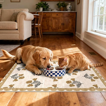 Front Door Mat Outside Entrance - 2x3 Spring Floral Non-Slip Washable Doormat Indoor Outdoor Door Mat Beige Vintage Farmhouse Entry Rug Small Throw Rugs for Entryway Kitchen Front Porch Decor