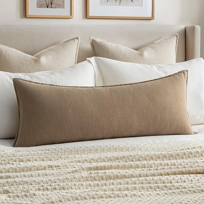 MIULEE Decorative Long Lumbar Throw Pillow Cover for Bed 14x36 Khaki Boho Farmhouse Neutral Couch Pillowcase Pack of 1 Accent Modern Sofa Cushion Livingroom Home Decor (Covers Only)