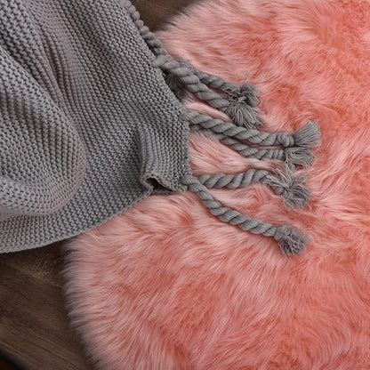 ORINOVA Shag Area Rugs 9x12 Rugs for Living Room Pink Washable Fluffy Sheepskin Fur Rugs for Bedroom Nursery Fuzzy Rug