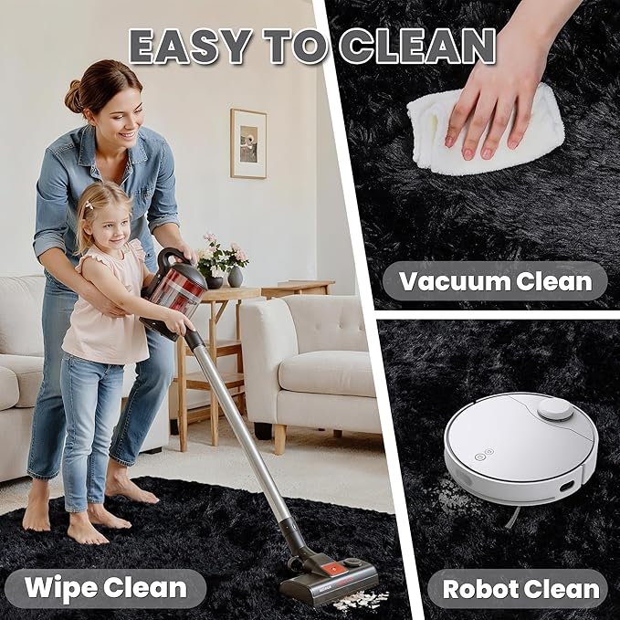 4x6 Area Rugs for Living Room Rug: Soft Fluffy Shag Black Rugs for Bedroom, Non-Slip Large Fuzzy Plush Rug Indoor Floor Carpet for Nursery Kids Boys Girls Room, Dorms, Playroom, Modern Home Decor
