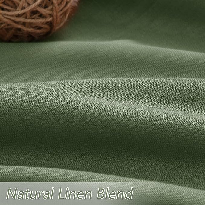Guken Olive Green 100% Blackout Curtains 72 Inch Length 2 Panels Set for Living Room Bedroom Back Tab Thermal Insulated Black Out Linen Drapes Room Darkening Window Curtains 72 Inches Long