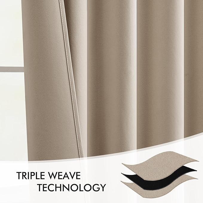 MIULEE Taupe Back Tab Blackout Curtains 120 Inch Long 2 Panels Set for Bedroom, Rod Pocket/Pinch Pleated Extra Long Thermal Insulated Living Room Darkening Light Blocking 10FT Drapes