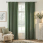 RYB HOME Forest Green 100% Blackout Linen Curtains 84 Length 52 Width, Privacy Assurd & Thermal Insulated Drapes for Bedroom/Sliding Door, Rod Pocket&Back Tab Modern Fashion Style, 2 Panels