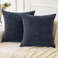 MIULEE Pack of 2 Navy Blue Throw Pillow Covers 16x16 Inch Soft Chenille Pillow Covers for Sofa Living Room Couch Solid Dyed Cases
