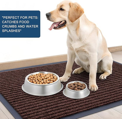 OLANLY Front Door Mat Indoor Outdoor Entrance, Waterproof Heavy Duty Doormat, Fade Resistant, Low Profile, Easy Clean Patio Porch Welcome Floor Mats for Entry, 47x34, Brown