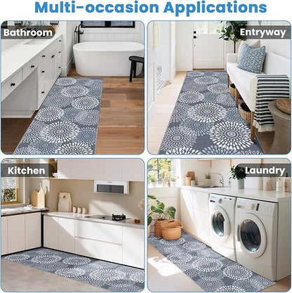 StepRite Runner Rug 2.5 x 8 ft, Washable Rugs, Hallway Runner Rugs, Kitchen Runner Rug Non Slip, Soft Runner with Rubber Backing for Kitchen, Hallway, Laundry, Bedroom, Living Room