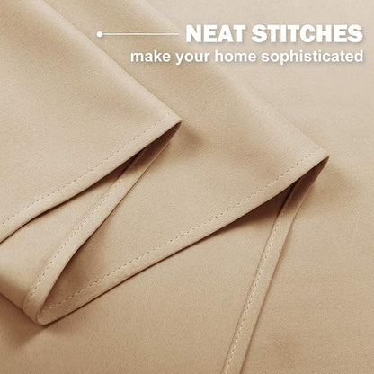 NICETOWN Small Kitchen Windows Curtains - Blackout Functional Thermal Insulated Window Treatment Curtains/Drapes, Home Christmas Decoration (Biscotti Beige, 2 Panels, 42W by 36L + 1.2 inches Header)