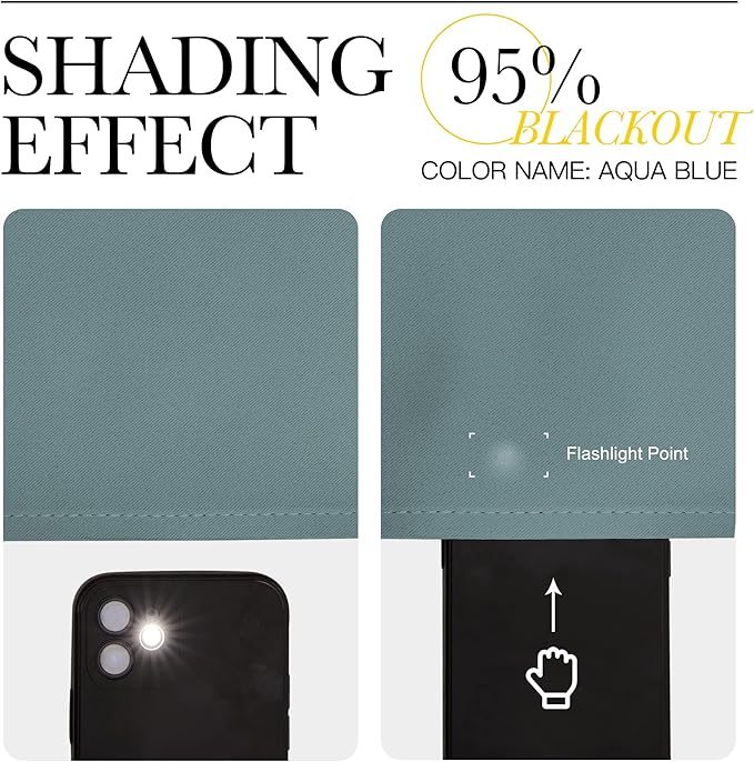 NICETOWN Greyish Blue Blackout Curtains Panels for Window, Thermal Insulated Rod Pocket Blackout Drapes/Draperies for Living Room (2 Panels, W34 x L84 inches)