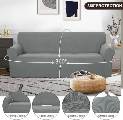 U-NICE HOME Stretch Couch Cover Sofa Cover Sofa Slipcover Furniture Protector for 4 Cushion Couch Sofa Pet Friendly(Oversized Sofa, Grey)