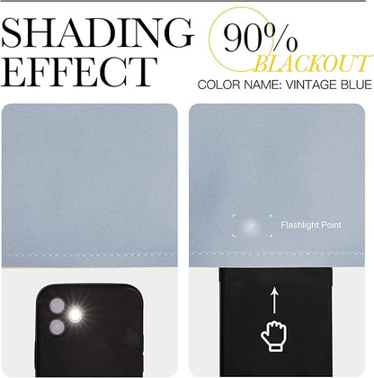 NICETOWN Bedroom Curtains Blackout Drapery Panels, 2 Panels, 70 x 72 inches, Vintage Blue, Three Pass Microfiber Thermal Insulated Solid Ring Top Blackout Window Curtains/Drapes