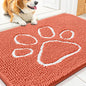 Smiry Dog Door Mat for Muddy Paws, Absorbent Dirt Trapper Non Slip Quick Dry Washable Chenille Mat for Mud Dogs, Entry Rug for Indoor and Outdoor (30x20 Inches, Coral and White)