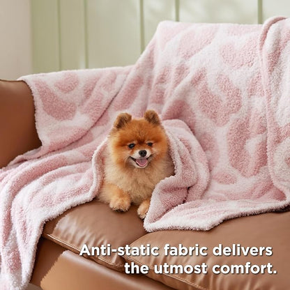 Bedsure Leopard Throw Blanket for Couch, Knit Plush Throw Blanket - Super Soft, Cozy & Warm GentleSoft, Breathable & Lightweight for Bed & Sofa, Leopard Pink, 60x80 Inches