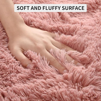 Tepook Super Soft Fluffy Rug for Bedroom, Modern Shaggy Fuzzy Kids Rugs for Living Room, Plush Indoor Nursery Home Decor Dorm Carpet with Non-Slip Bottom, Blush, 4 X 6 Feet