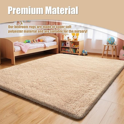 9x12 Fluffy Area Rugs for Living Room,Large Fuzzy Shag Area Rug for Bedroom,Beige Soft Non-Shedding Indoor Plush Carpet for Kids Bedroom Nursery Home Decor