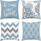 Hexagram Geometric Aqua Blue Pillow Covers 16x16 Set of 4, Decorative Outdoor Boho Modern Throw Pillow Covers, Home Sweet Home Farmhouse Cushion Case for Couch Sofa Bedroom Indoor Decor(No Insert)