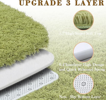Rugs for Living Room 5x8, Alfombras para Salas Shag Large Plush Soft Area Rug, Shaggy Carpets for Bedroom, Kids Boys Girls Home Decor Aesthetic (Grass Green, 5x8 Feet)