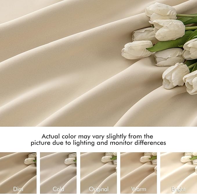 MIULEE Cream Beige Back Tab Light Blocking Curtains 95 Inch Length 2 Panels Set for Living Room Bedroom Privacy, Rod Pocket/Pinch Pleat Thermal Insulated Room Darkening Pleated Blackout Drapes
