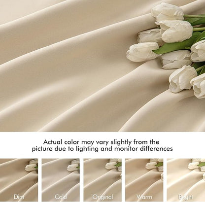 MIULEE Back Tab Cream Beige Curtains 102 Inch Long 2 Panels Set for Living Room Bedroom, Ivory Rod Pocket/Pinch Pleated Light Blocking Thermal Insulated Room Darkening Floor to Ceiling Blackout Drapes