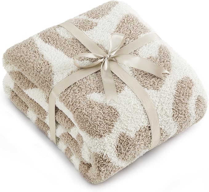 Bedsure Leopard Throw Blanket for Couch, Cheetah Print Knit Fall Gifts Blanket - Super Soft, Cozy & Warm, GentleSoft, Breathable & Lightweight for Bedding Sofa, Khaki, 50x60 Inches