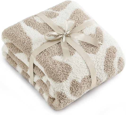 Bedsure Leopard Throw Blanket for Couch, Cheetah Print Knit Fall Gifts Blanket - Super Soft, Cozy & Warm, GentleSoft, Breathable & Lightweight for Bedding Sofa, Khaki, 50x60 Inches