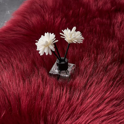 EasyJoy Ultra Soft Fluffy Rugs Faux Fur Rug Chair Cover Seat Pad Fuzzy Area Rug (2x6 ft Rectangle, Burgundy)