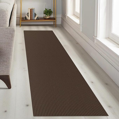 KOZYFLY Runners for Hallways 2x8 ft Washable Kitchen Runner Non Slip Rubber Backed Hall Runners Cotton Entryway Runner Rugs Floor Carpet for Indoor Backdoor Bedroom Kitchen, Reddish Brown/Coffee