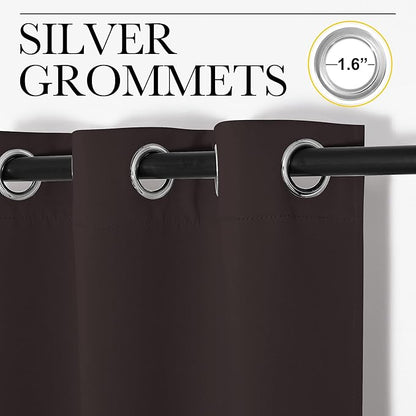 NICETOWN Energy Smart Thermal Insulated Solid Grommet Blackout Curtains/Drapes for Living Room (2 Panels, 42 inches x 84 inches, Toffee Brown)