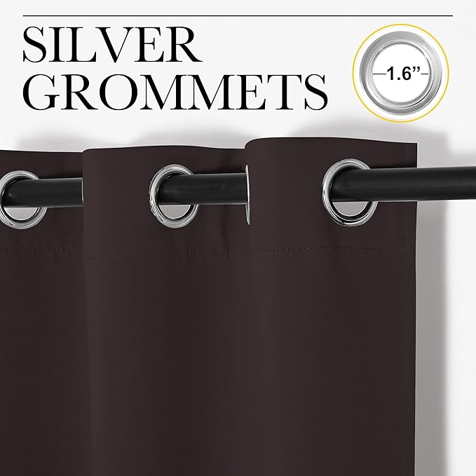 NICETOWN Triple Weave Microfiber Energy Saving Thermal Insulated Solid Grommet Blackout Curtains for Bedroom (2 Panels, 42 inches by 63 Inch, Toffee Brown)
