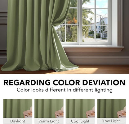 Deconovo Blackout Curtains, Thermal Insulated, W70 x L95 2 Panels, Back Tab, Machine Washable, Room-Darkening Drapes for Bedroom/Living Room Sage Green