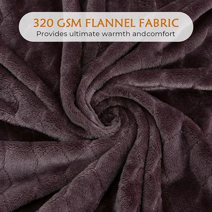 TOONOW Fleece Blanket Textured Fuzzy Plush Throw Blanket Twin Size 60" x 80", Super Soft Fluffy Bed Blanket Geometric Pattern Comfy Microfiber Flannel Blankets for Couch, Bed, Sofa, Purple