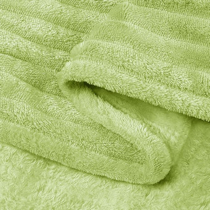 BEDELITE Fleece Throw Blanket for Couch – 3D Ribbed Jacquard Soft and Warm Decorative Fuzzy Blanket – Cozy, Fluffy, Plush Lightweight Cream Lime Throw Blankets for Bed, Sofa, 50x60 inches
