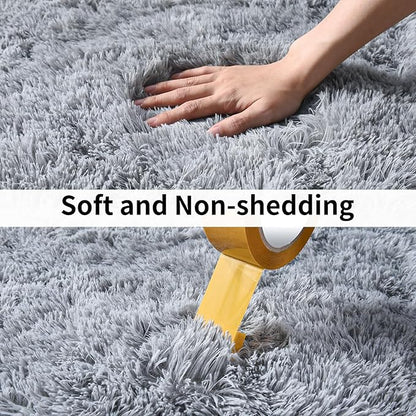 Soft Runner Rugs for Bedroom Hallways, 2 Packs 2x6 Grey Fluffy Shag Throw Area Rug Non Slip for Bedside Dorm, Long Shaggy Furry Carpet for Nursery Living Room