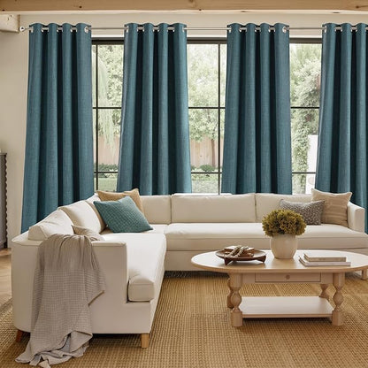 NICETOWN Short Greyish Blue Blackout Curtains 63 inches Long for Kitchen - Privacy Panels for Living Room Bedroom, Modern Farmhouse Style Easy Care Grommet Top, 2 Panels, W42 by L63