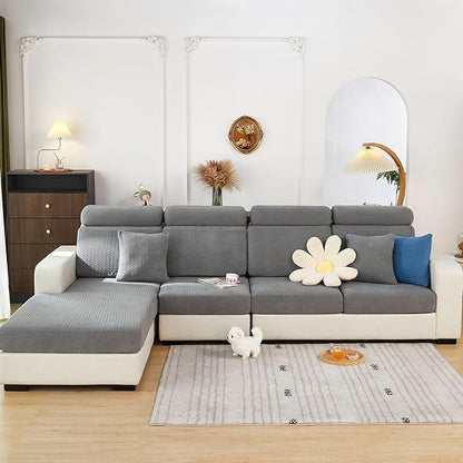 Couch Cushion Covers Sofa Covers Couch Covers for Sofa Pet Friendly Universal Sofa Covers Washable Stretch Slipcovers for Sectional Sofa (Texture Gray,Back Cover L)