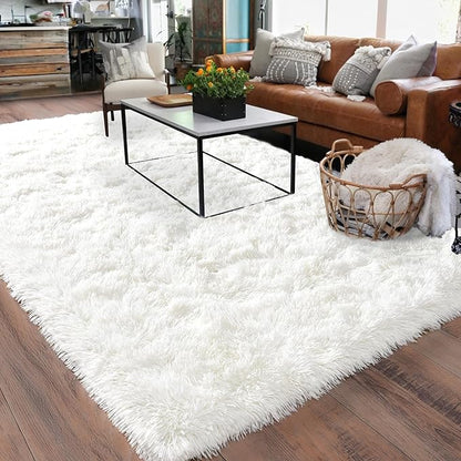 Rugs for Living Room 5x7, Soft Shaggy Modern Shag Area Rug for Bedroom, Upgrade Non-Slip Plush Fluffy Carpet for Kids Boys Girls Room Home Decor Aesthetic, Cream White