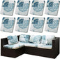 8Pcs Outdoor Cushion Covers, Patio Cushion Covers,Stretch Elastic Slipcovers, Replacement Washable & Reusable Furniture Protector for Patio Couch (Blue Rose-Pattern,Cover Only)