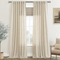 Faux Linen Beige Curtains 96 inches Long for Living Room Rustic Farmhouse Linen Drapes Semi Sheer Burlap Textured Canvas Cloth Curtain Panels Set of 2 Kahki Tan Colored