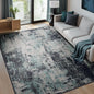 Washable Area Rugs 7'x9' Non-Slip Modern Abstract Soft for Living Room Entryway Bedroom Nursery, Print Pattern, Blue Black Teal