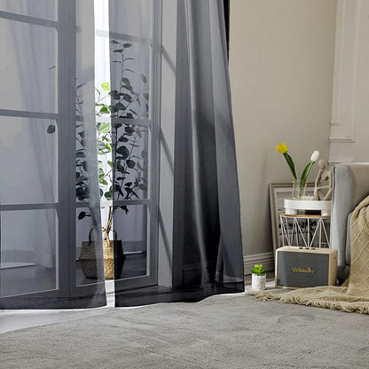 Aiyufeng Black Curtains & Drapes - Soft & Elegant Semi Sheer Curtains Privacy Panels for Living Room Bedroom Dining Patio Door Beautiful Window Decor, W40 x L72, 2 Pcs