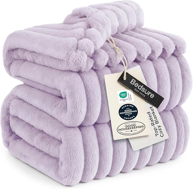 Bedsure GentleSoft Lavender Fog California King Size Blanket for Bed - Cozy Soft Blankets for Women, Cute Small Fleece Throws for Girls, Birthday Gifts for Women, 102x96 Inches