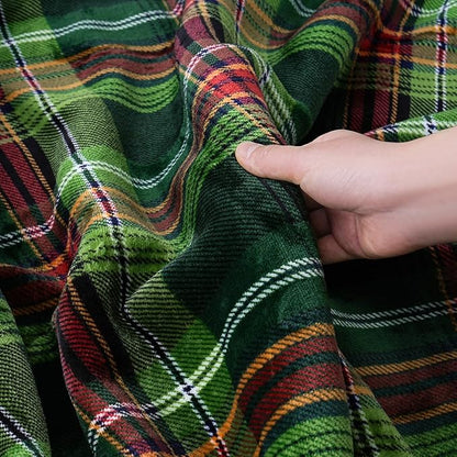 PU MEI Sherpa Fleece Throw Blanket 60" x 80" Reversible Plush Fluffy Large Big Blanket Lattice Flannel Blankets for All Season Use, Chrismas Green