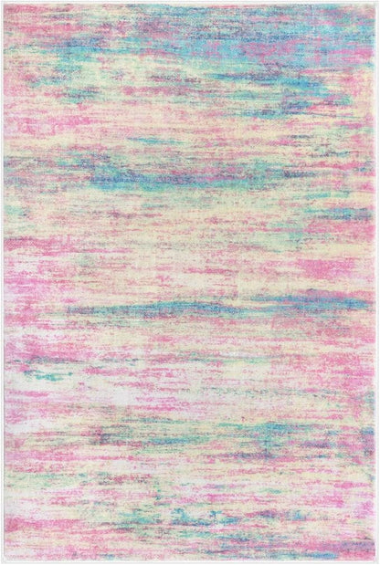 KOZYFLY Modern Abstract Small Area Rugs 2x3, Washable Indoor Front Door Mat Non-Slip Soft Small Bathroom Rug, Entryway Rugs Abstract Print Faux Wool Doormat Kitchen Mats, Multi Pink