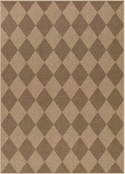 Lahome Checkered Easy Jute Indoor Outdoor Rug, 5x7 Area Rugs for Living Room Nature Large Dining Room Carpet, Washable Non Slip Indoor Outdoor Carpet for Home Office Bedroom Backyard Patio